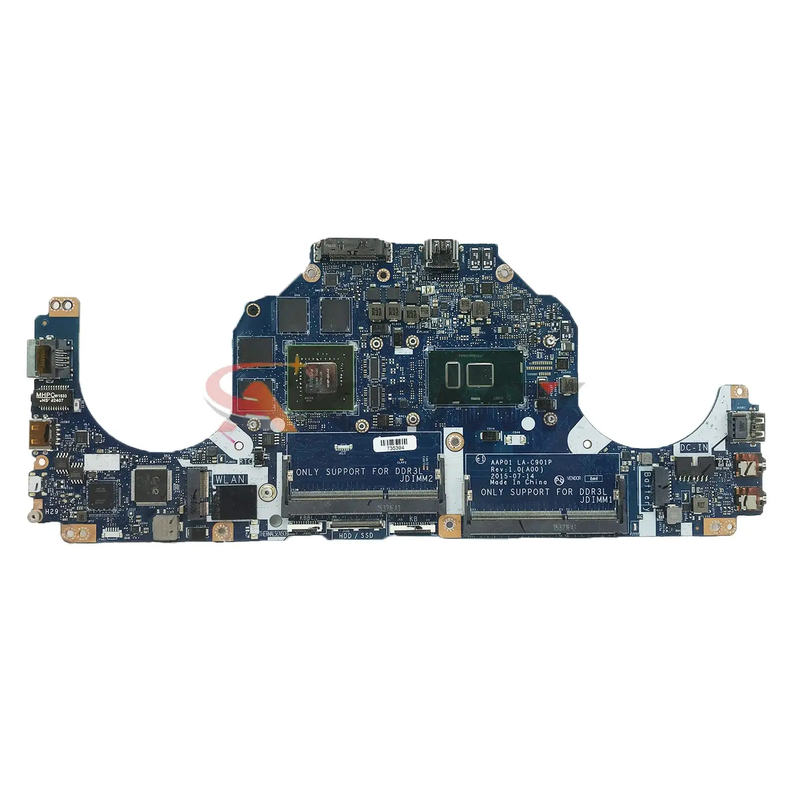 For Dell Alienware 13 R2 Laptop Motherboard LA-C901P With i5-6200U i7-6500U CPU GTX960M Mainboard CN-0VC62V CN-0V3TCJ