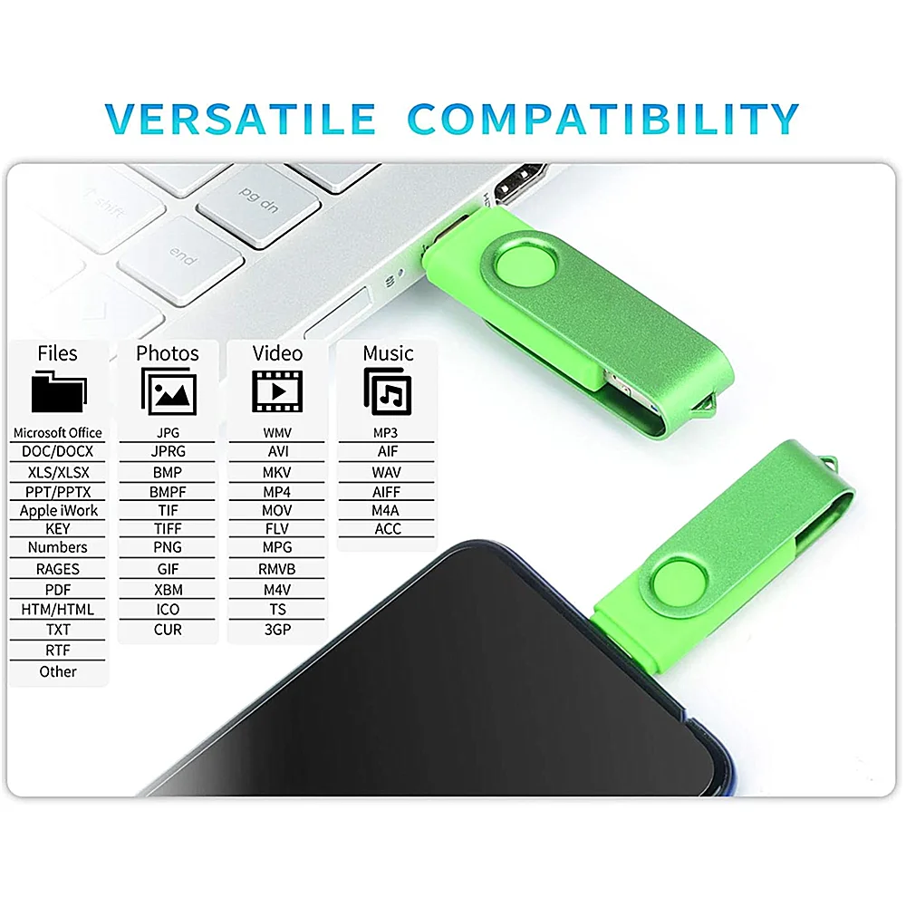 OTG USB Flash Drives para Smart Phone, Rotação de 360 °, Mini Memória, Disco U de alta capacidade, Micro, Tipo-C, USB, 256GB, 64GB, 32GB, 128GB