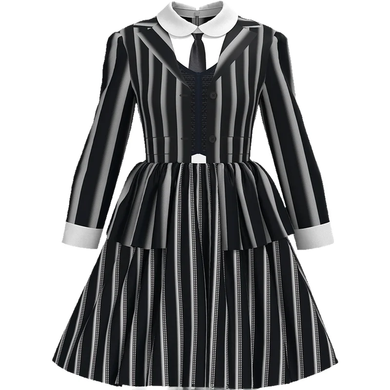 JiaMei New Wednesday Cosplay Costume Adams Fly Main Fem loween Children Stripe Play Dr Chinese Traditional Stage ...