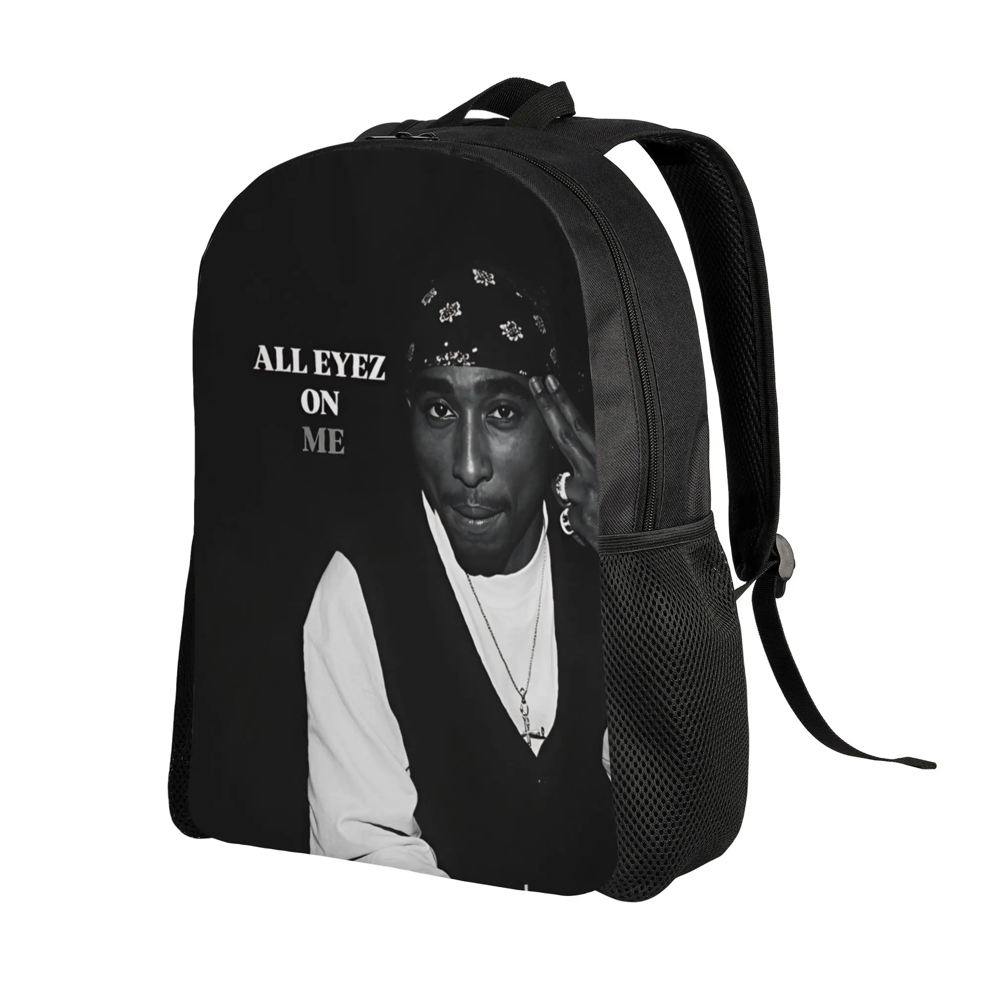 Rapper Tupacs Backpack Student  Pattern Backpacks Polyester Kawaii High School Bags Workout Design Rucksack