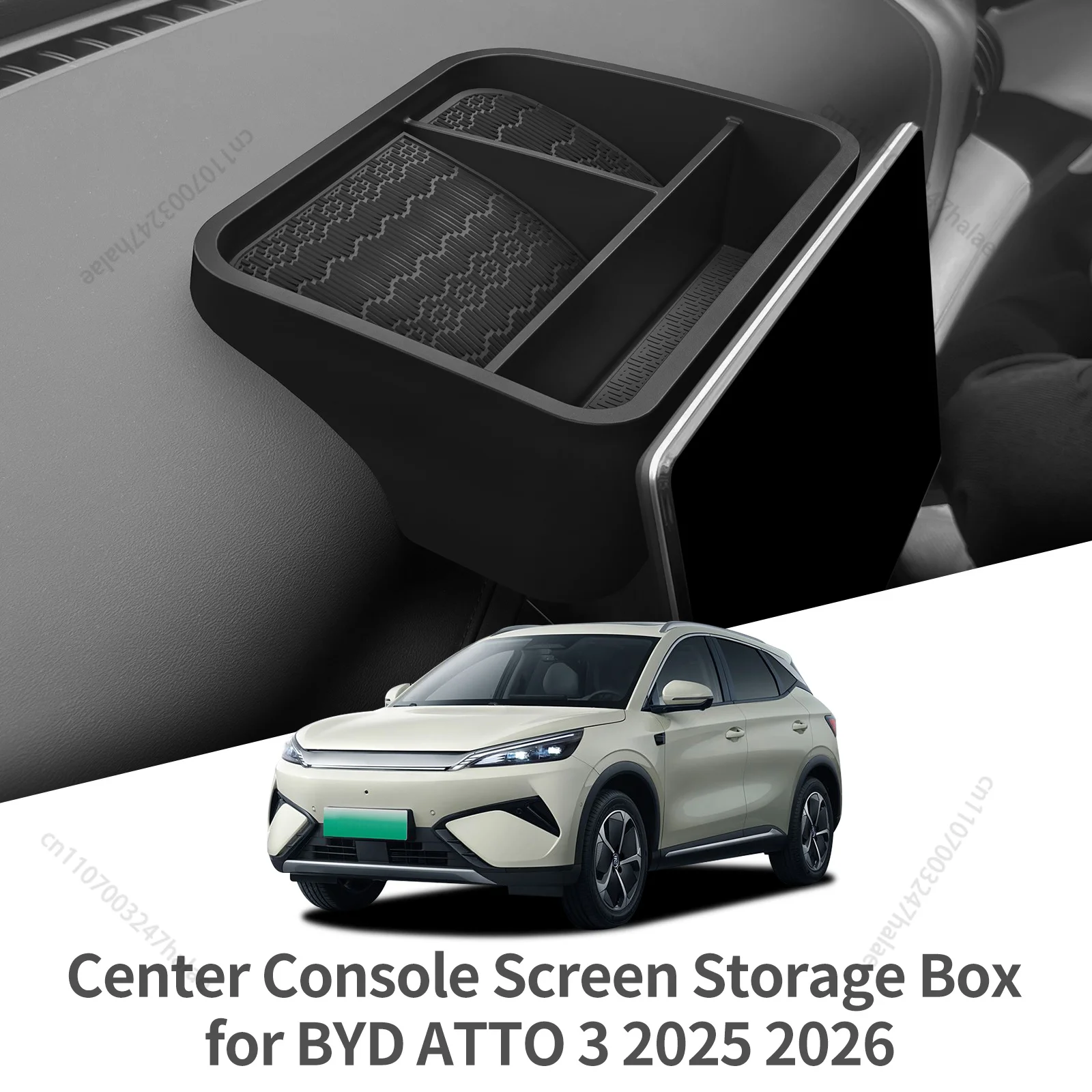 for BYD ATTO3 ATTO 3 YUAN PLUS 2025 2026 Dashboard Tray Organizer Display Screen Rear Storage Box Car Interior Accessories Black