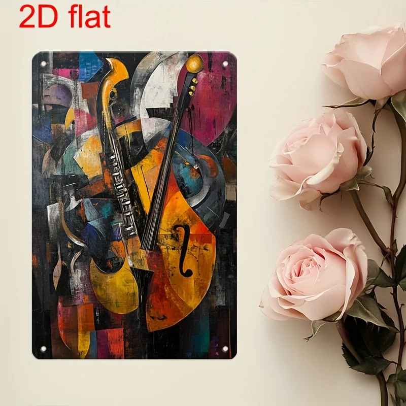 - Vintage Metal Wall Art Musical Instrument Combination Design | Durable Tin Sign with Pre-Drilled Holes for Easy Hanging Perfe