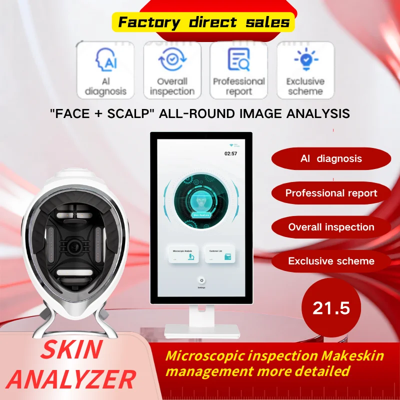 3D Skin Scanner Care Facial Analyzer Monitor Machine Magic Mirror Portable Testing English Detector Face Camera Test Analysis