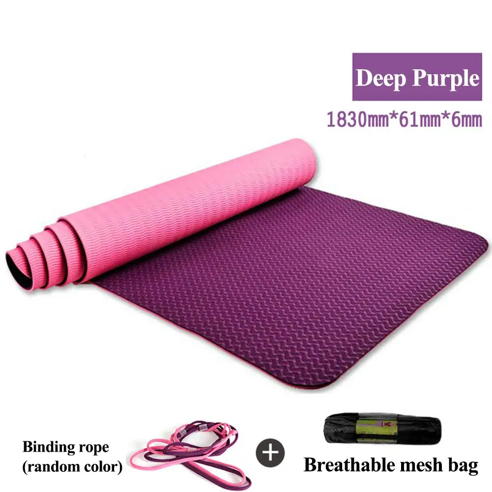 Anti-Slip Yoga Mat Lightweight 6mm Eco-friendly Fitness Mat With Carry Strap For Home Workout Travel