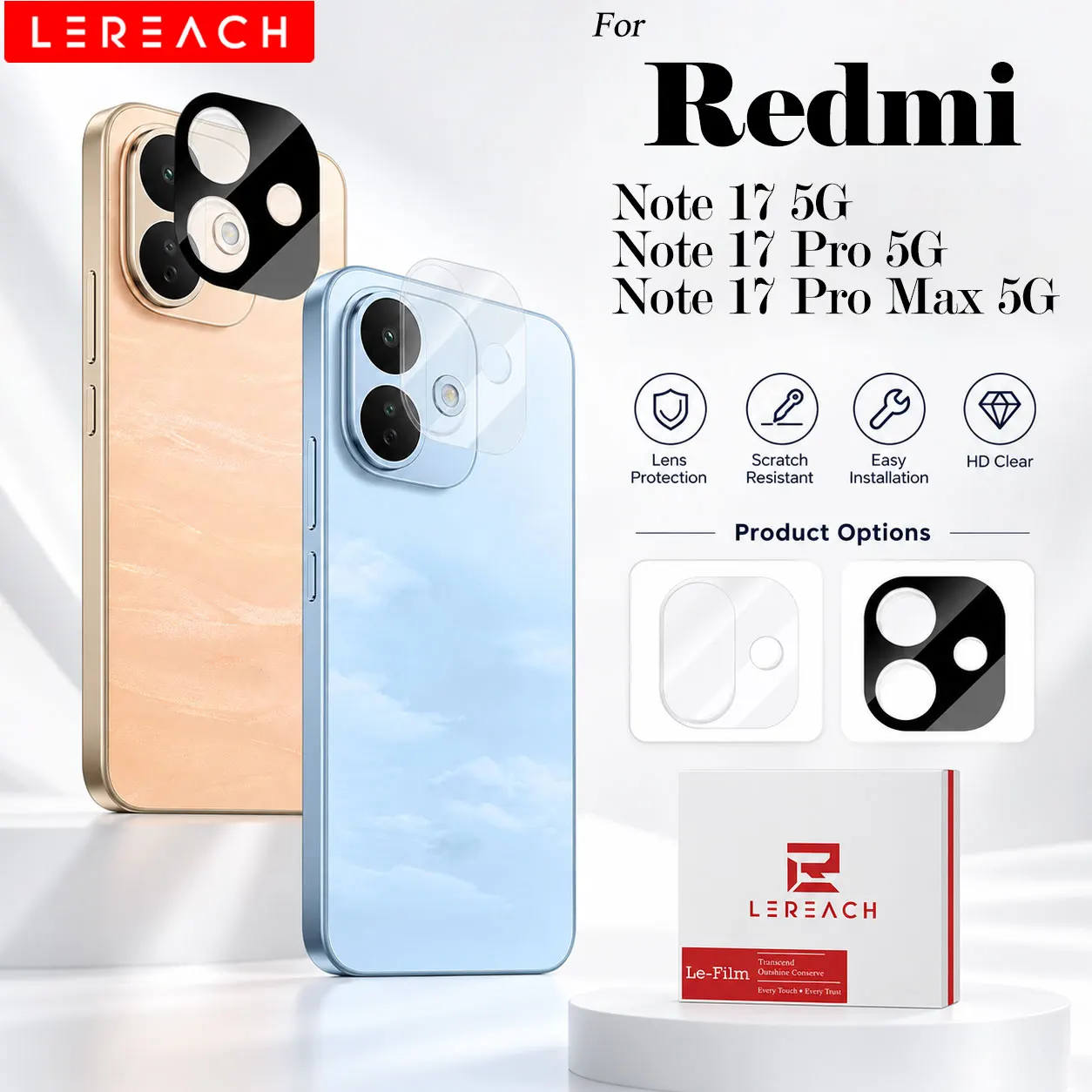 Lereach for Xiaomi Redmi Note 17 Pro Max redmi note 17 Pro Tempered Glass Camera Lens Protector Scratch Resistant Protector