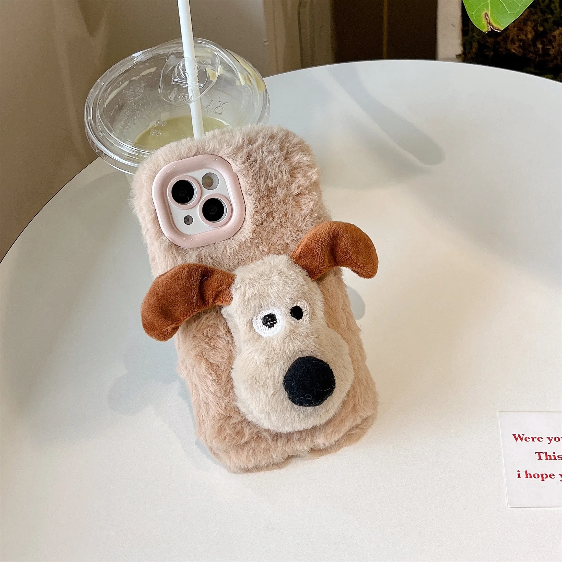 Plush Ins Cute Master Dog Phone Case for IPhone16 15 14 13 11 12 Pro Max Shockproof Furry Warm Fur Anti-drop Protective  Cover