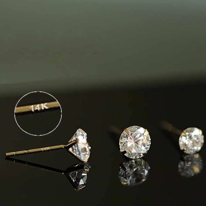 

3/4/5mm Zircon Stud Earrings For Women Original 925 Sterling Silver 14k Gold Wedding Luxury Jewelry 2024 Trend Free Delivery