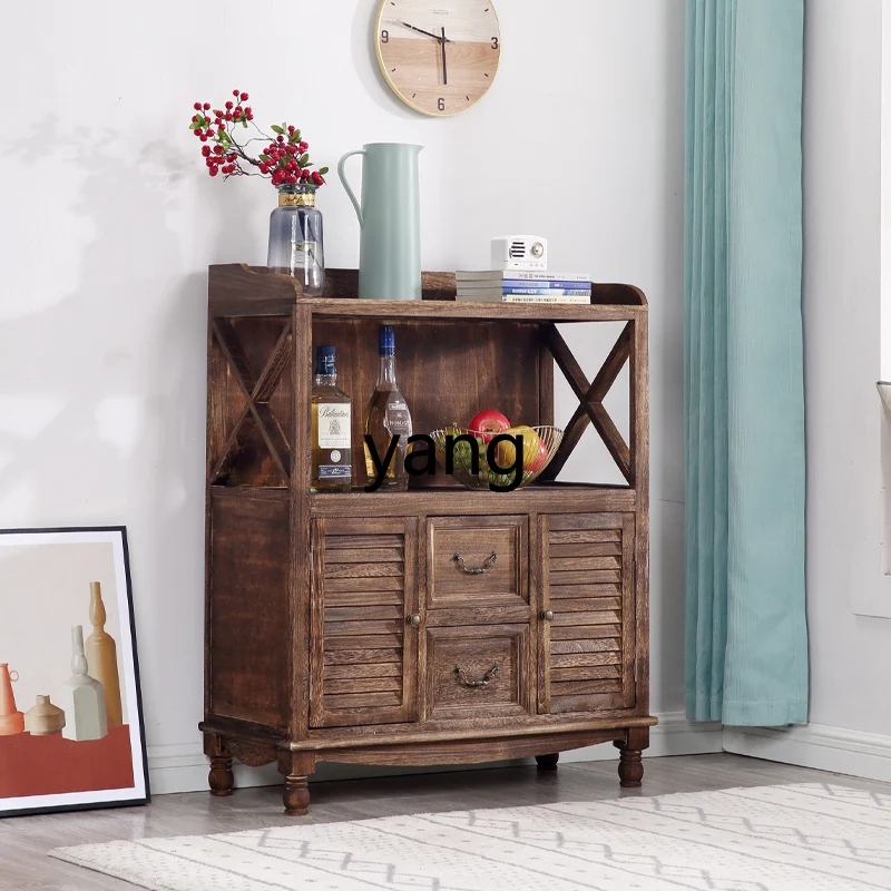 LH  Nordic Solid Wood Drawer Storage Cabinet Painted Living Room Locker Balcony Locker