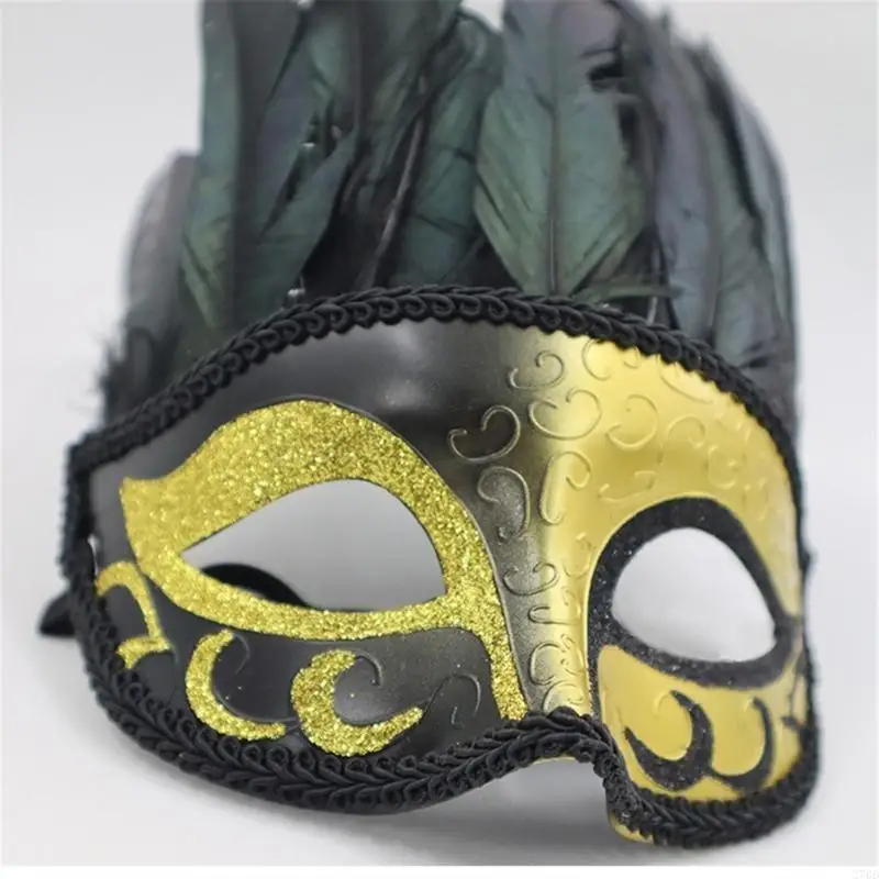Gefiederte Maskerade-Maske für Damen und Herren, Halloween-Maskerade-Cosplay-Maske, halbe Gesichtsmaske, Halloween-Maske
