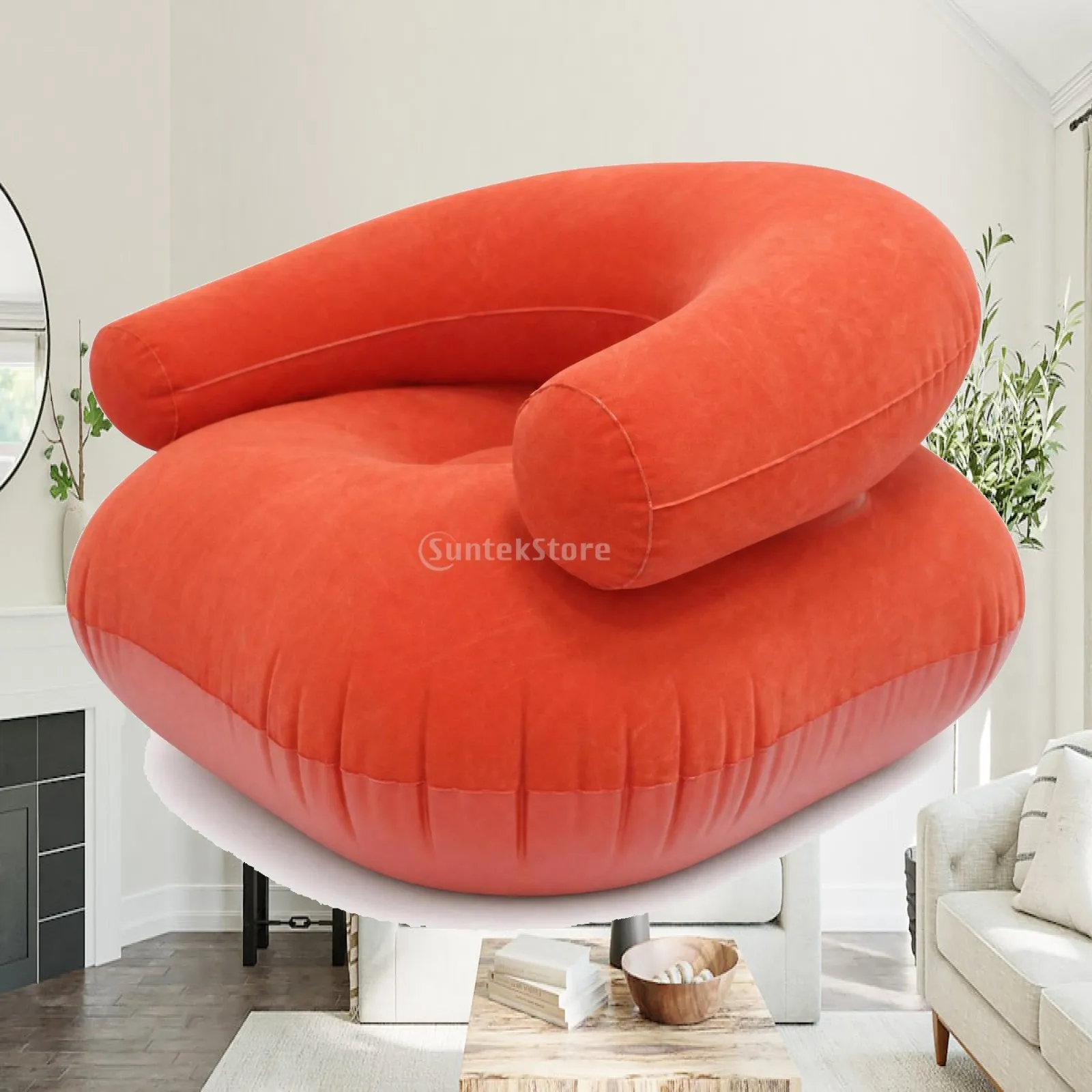Inflatable Sofa Flocked Inflatable Lounger Comfy for Dorm Room, Balcony, Campers