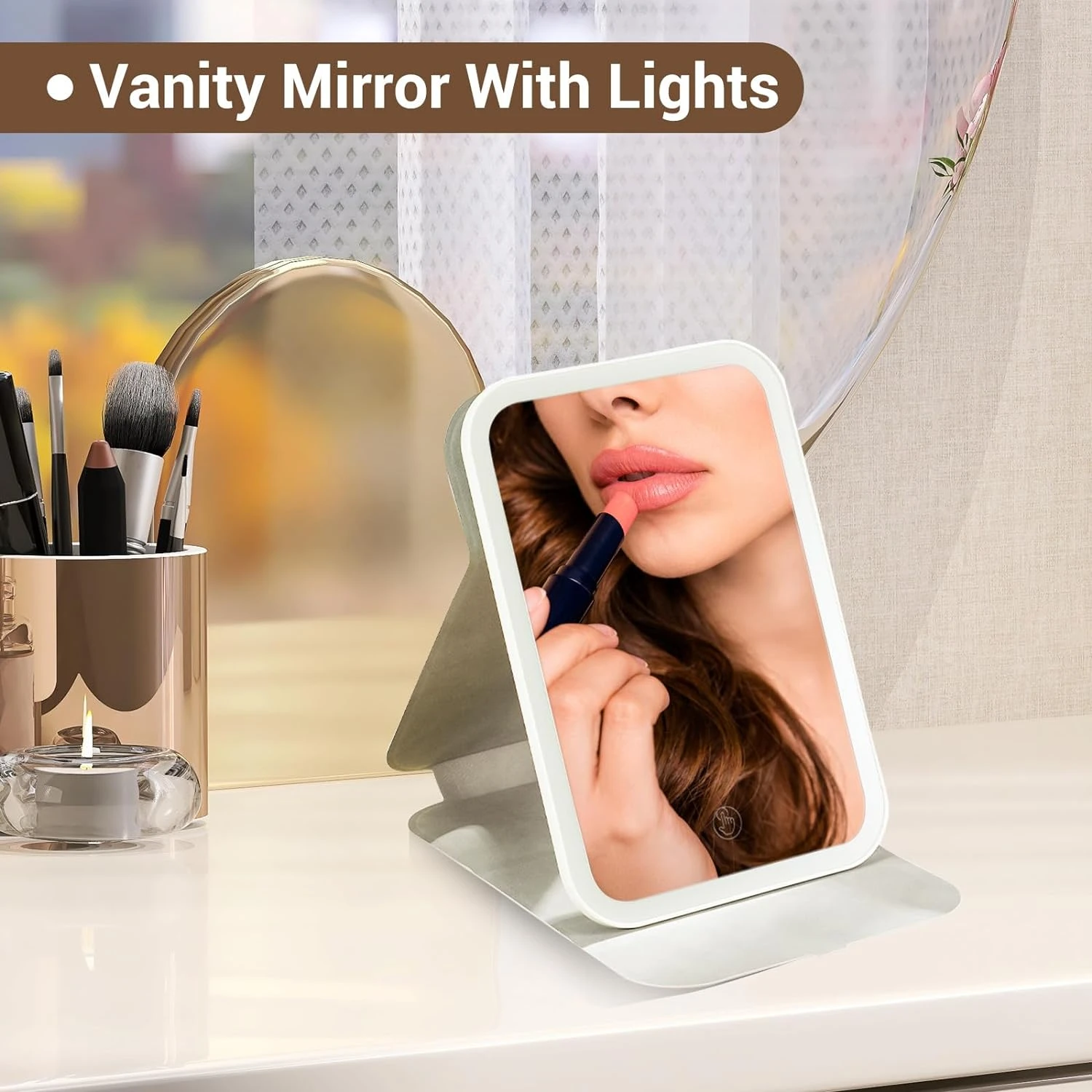 Handige, draagbare en veelzijdige LED-schoonheidsmake-up make-upspiegel - 11 inch formaat met instelbare helderheid, oplaadbare batt