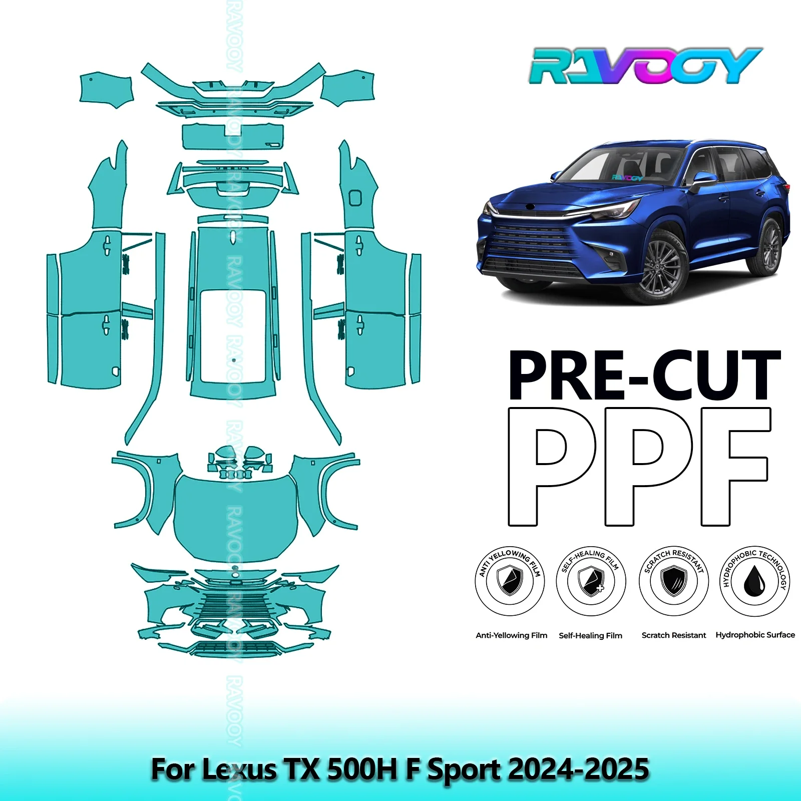 

8.5Mil Full Vehicle Precut PPF Paint Protection Film For Lexus TX 500H F Sport 2024-2025