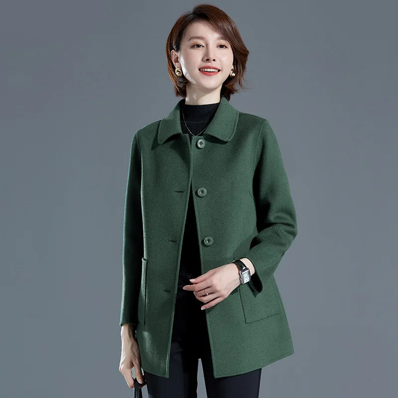 

Double Sided Cashmere Sweater For Women's New Lapel Long Mommy's Woolen Jacket 85