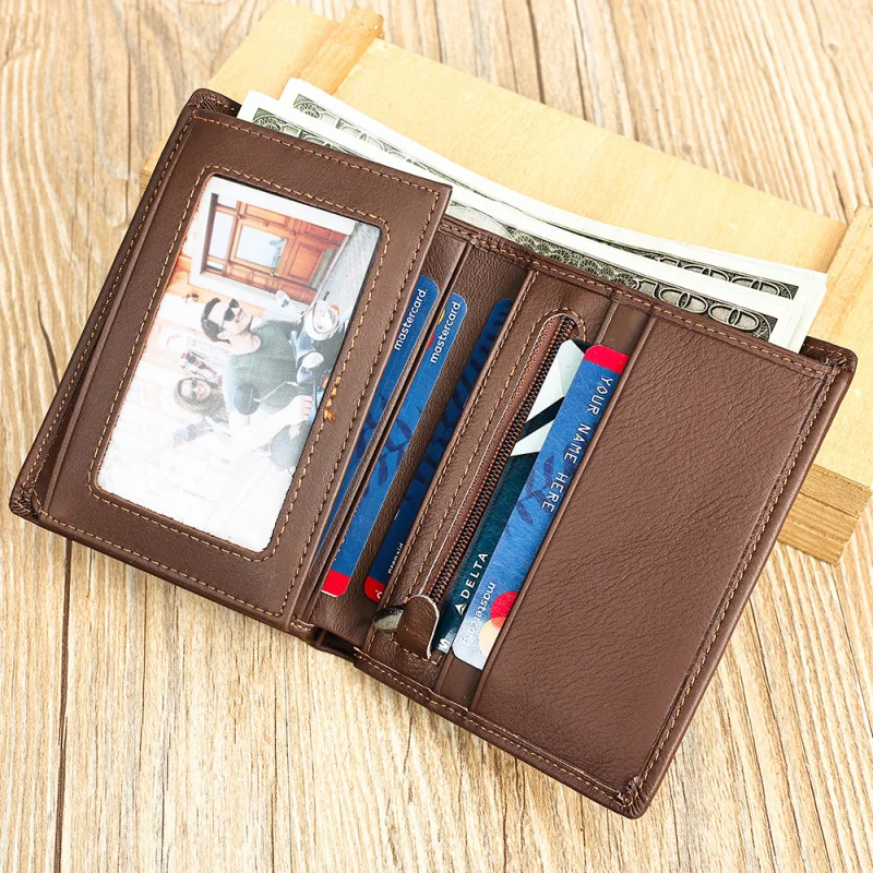Men's Genuine Leather Simple Versatile Wallet Business Casual Card Holder Top Layer Cowhide Anti-SkimmingRFIDPortable wallet for
