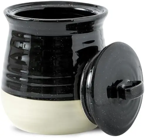 

Tikooere 35oz Ceramic Food Storage Jar - Airtight Coffee & Spice Canister, Black Kitchen Countertop Container