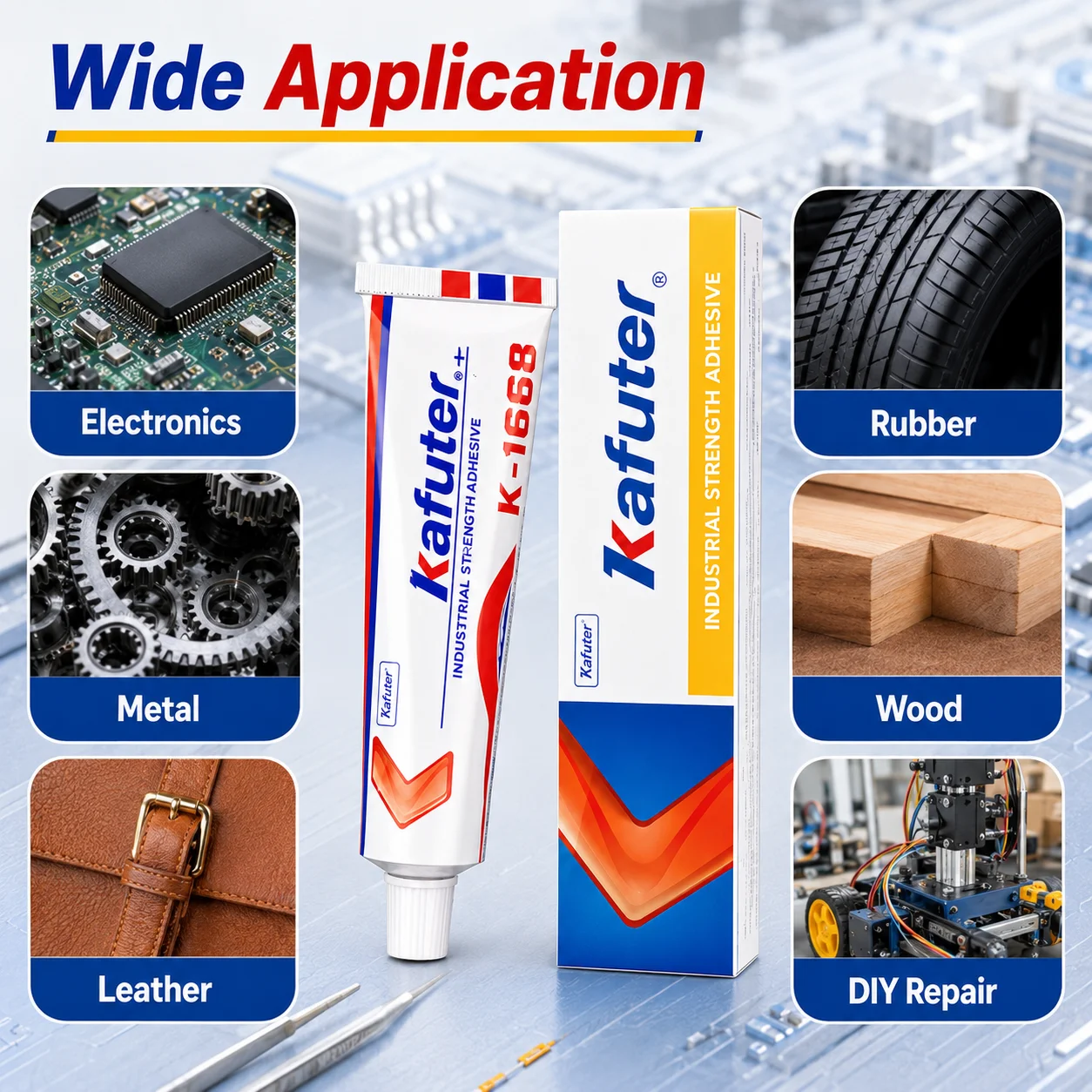 Kafuter K-1668 Yellow Glue Chloroprene Rubber Electronic Adhesive Heat Resistant Flame Retardant for Electronic Component