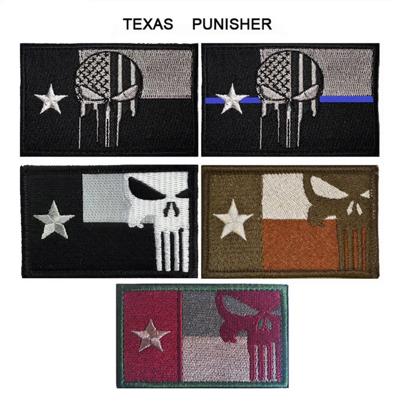 US American State Flag Texas Badge Texas Embroidered Magic Patch for Jacket Jeans Backpack Hat Hook and Loop Military Patches