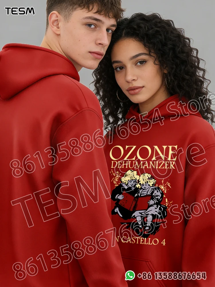 TESM Red Hoodie Family Matching Outfits Couple Casual Street Wear Loose Long Sleeve Sweatshirt Parent Child Holiday Party Top