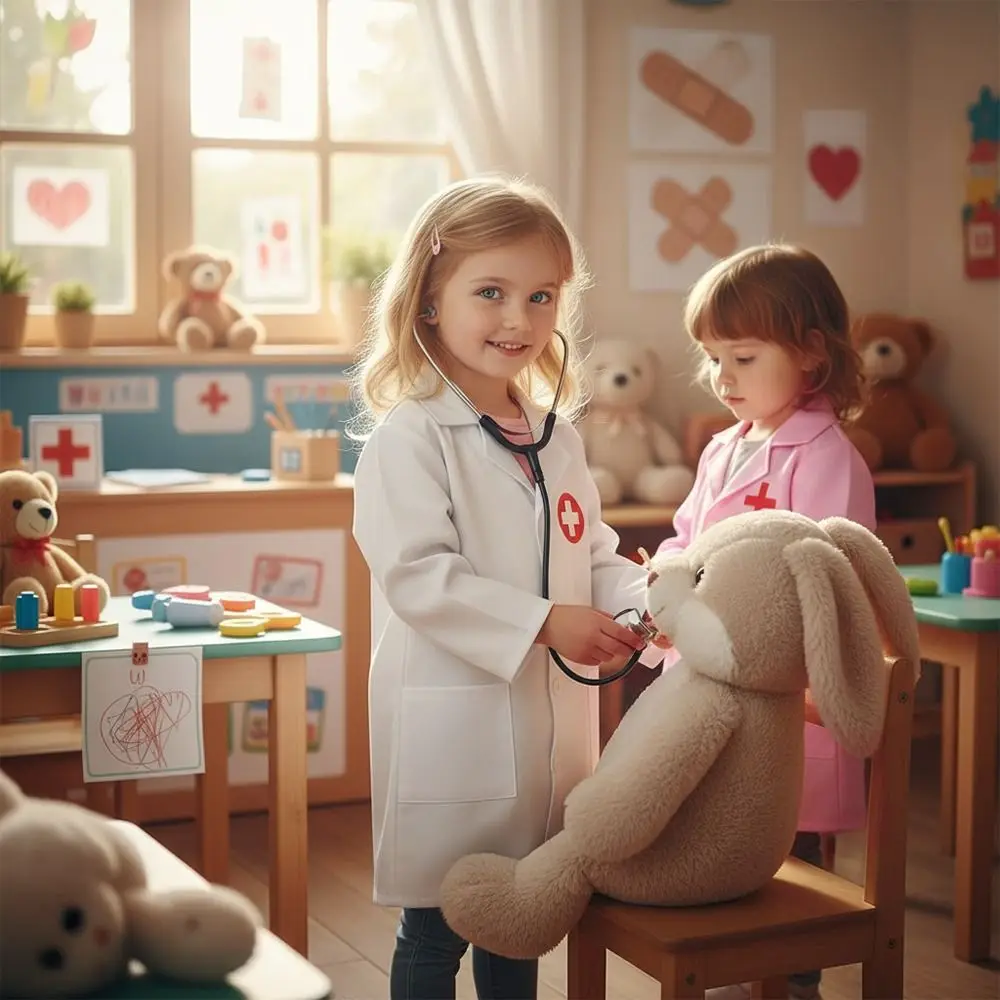 1 Juego de ropa blanca y rosa para jugar a las casitas, ropa profesional para médico, disfraz de actuación, juego de rol, ropa de enfermera