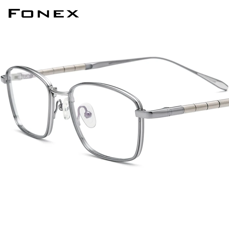 FONEX Pure Titanium Glasses Men Retro Vintage Square Eyeglasses 2022 New Frame Eyewear F85723