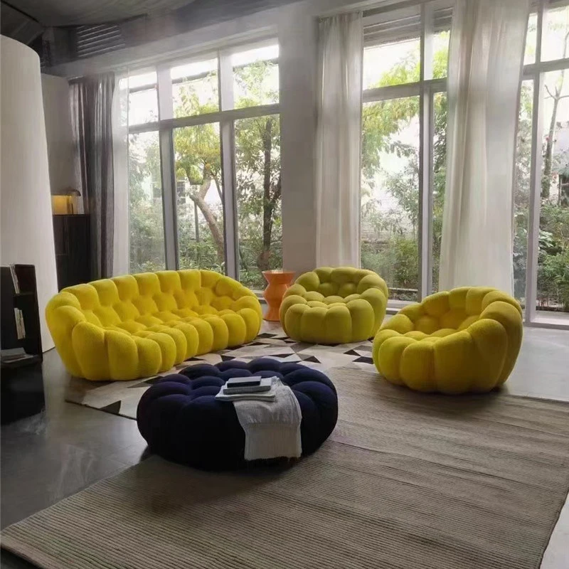 Modern Design Lazy Sofa Single Cream Wind Can Sleep Small Bedroom Small Sofa Balcony Fabric Leisure Lounge Chair