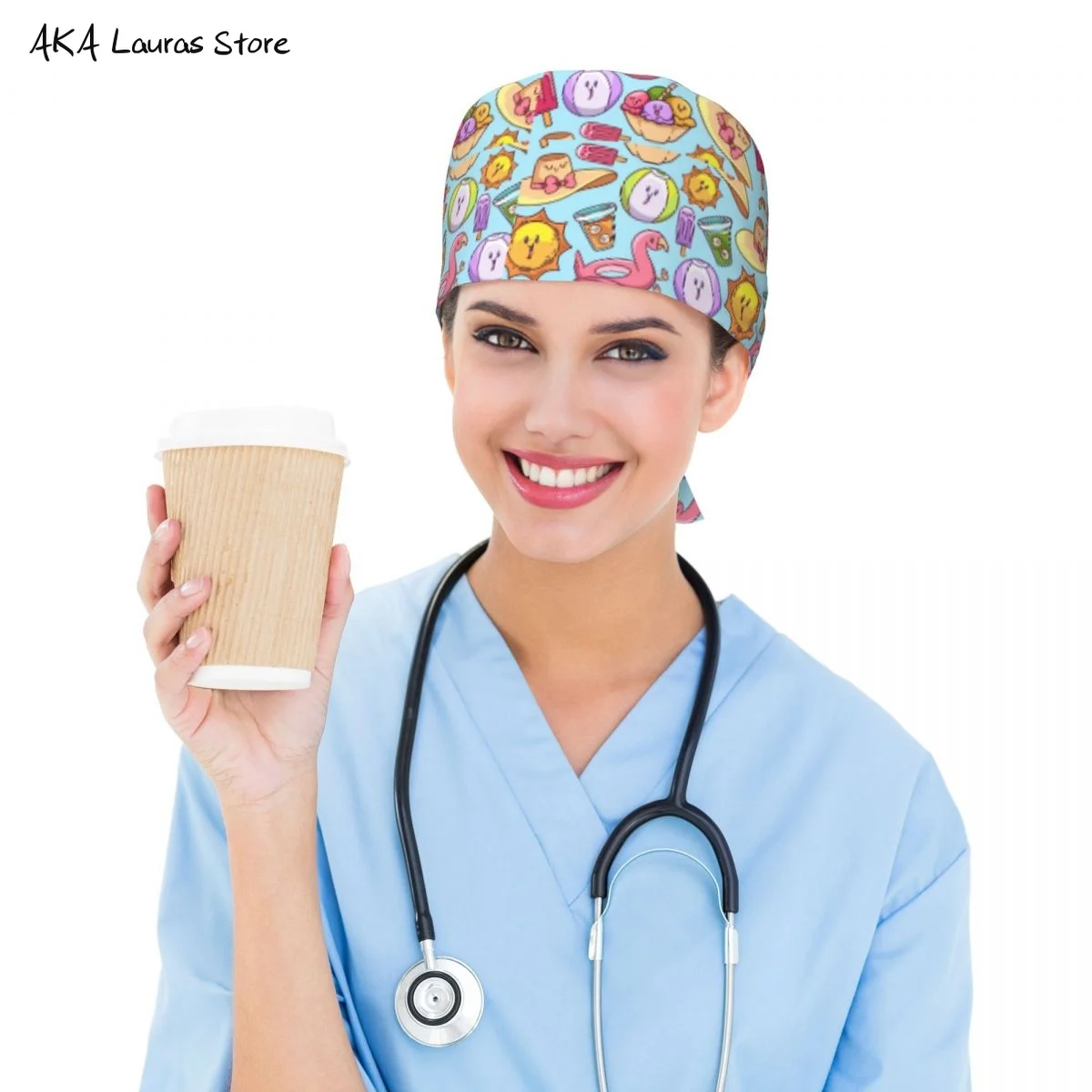 Wholesale Cartoon Kawaii Hat Cleaning Working Cap Funny Salon Nursing Cap Male Surgical Hat Scrub Caps