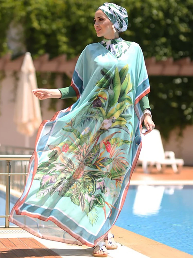 Burkini muslim swimwear abaya mujer musulmana hijab turbante bañador manga larga Burkini-traje de baño musulmán para mujer, bañador modesto de talla