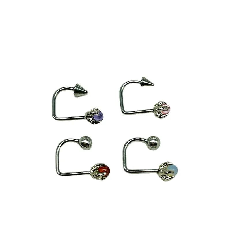 Titanium Steel Piercing Lip Ring Dragon Claw Opal Lip Stud Women Fashion Delicate Ear Stud Labret Piercing Body Jewelry image 4