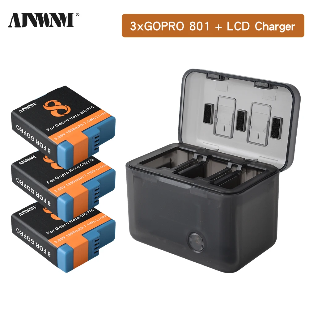 고프로 히어로 8/7/6/5 배터리 LCD 디스플레이 다기능 스마트 고프로 배터리 충전 박스/케이스 (고프로 히어로 8 7 6 5 용)