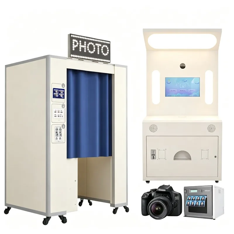 Custom Self-Service Photo Booth Machine Touch Screen Photo Booth CE Wooden/Metal Photo Booth Enclosure Supplier in UK/EU