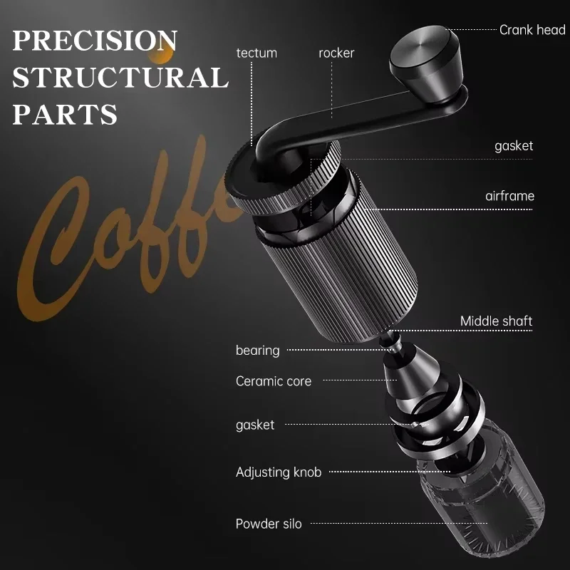 Portable Hand-Crank Coffee Bean Grinder Adjustable Manual Coffee Powder Maker for Household And Travel Use