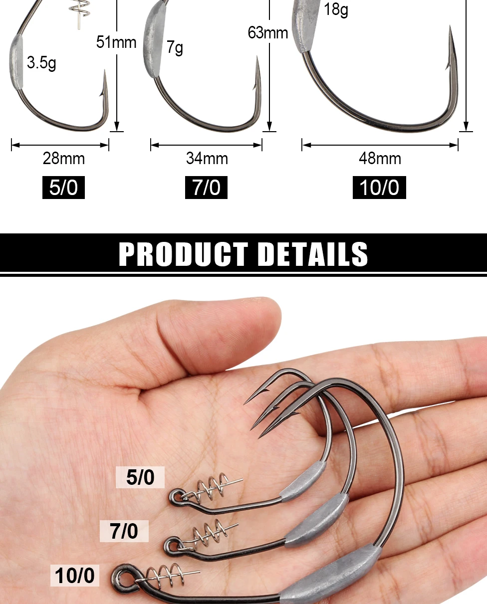 Spinpoler Raptor Weighted Swimbait Hooks 5/0 7/0 10/0 Twistlock Centering Pin Spring High Carbon Steel Weedless Fishing Hooks