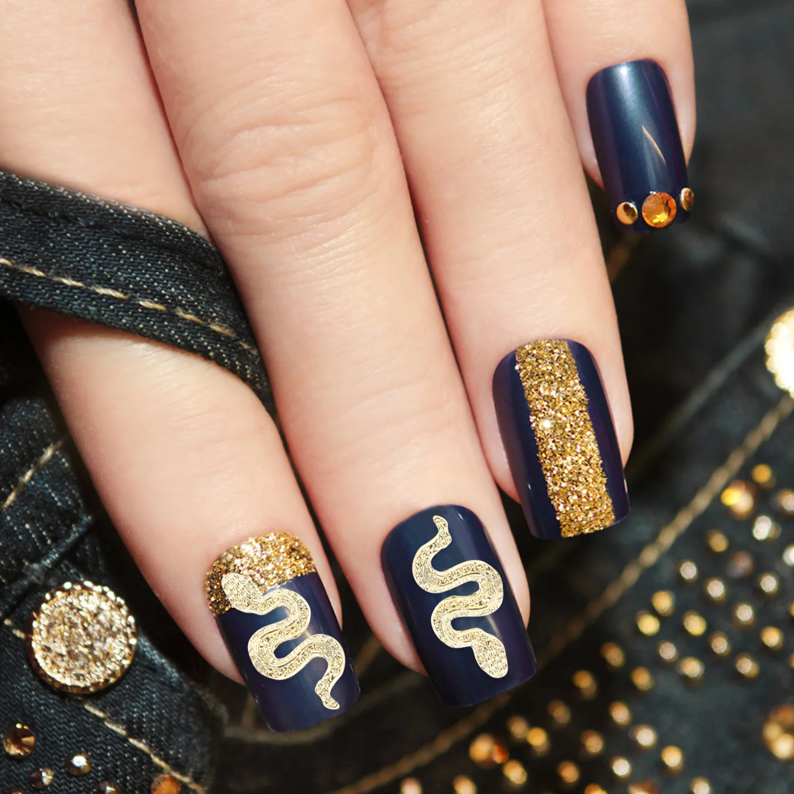 

40 шт., креативные подвески для ногтей в виде змеи, цинковый сплав, 3D аксессуары для дизайна ногтей, маникюрные украшения, подвески в виде змеи «сделай сам», для ногтей