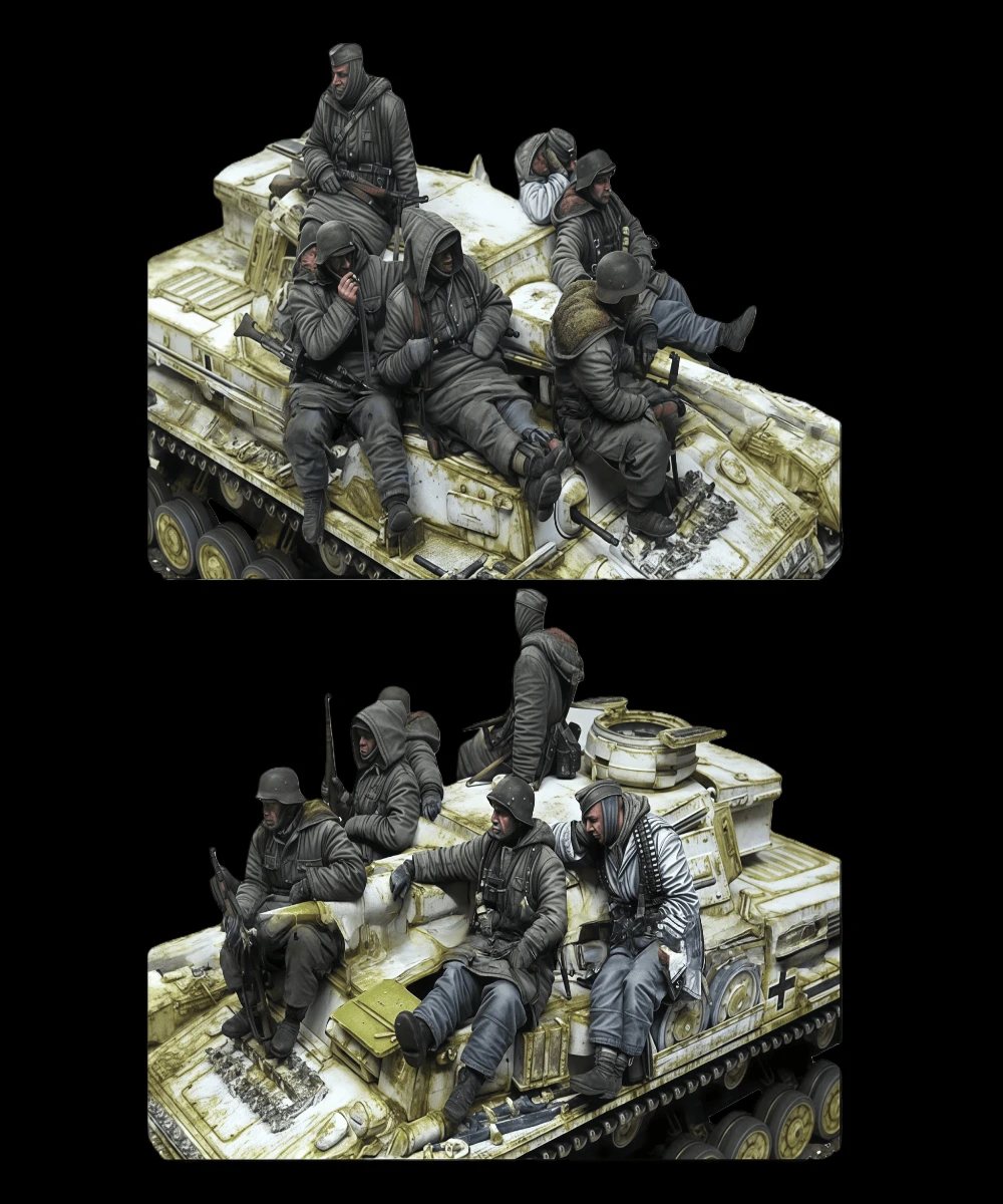 Tank member group model, 1/35 scale, cast resin model kit, unpainted assembly model (excluding vehicles)