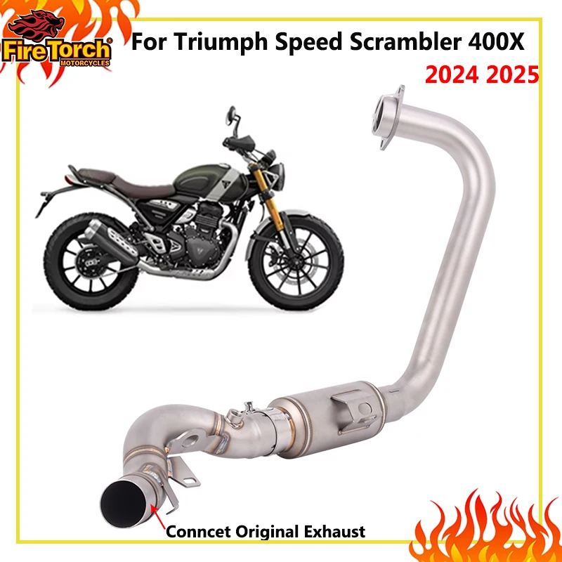

Motoryccle Ehxaust Escape Systems Connect Original Muffler Slip On For TRIUMPH Scrambler 400X 2024 2025 Front Middle Link Pipe