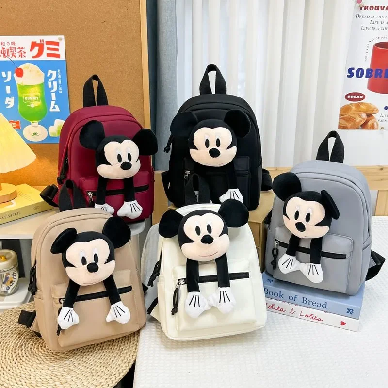 

Disney 2025 New Mickey Mouse Children's Backpack Cute Plush Bag Large Capacity Student Backpack Stylish Bag Children Gift