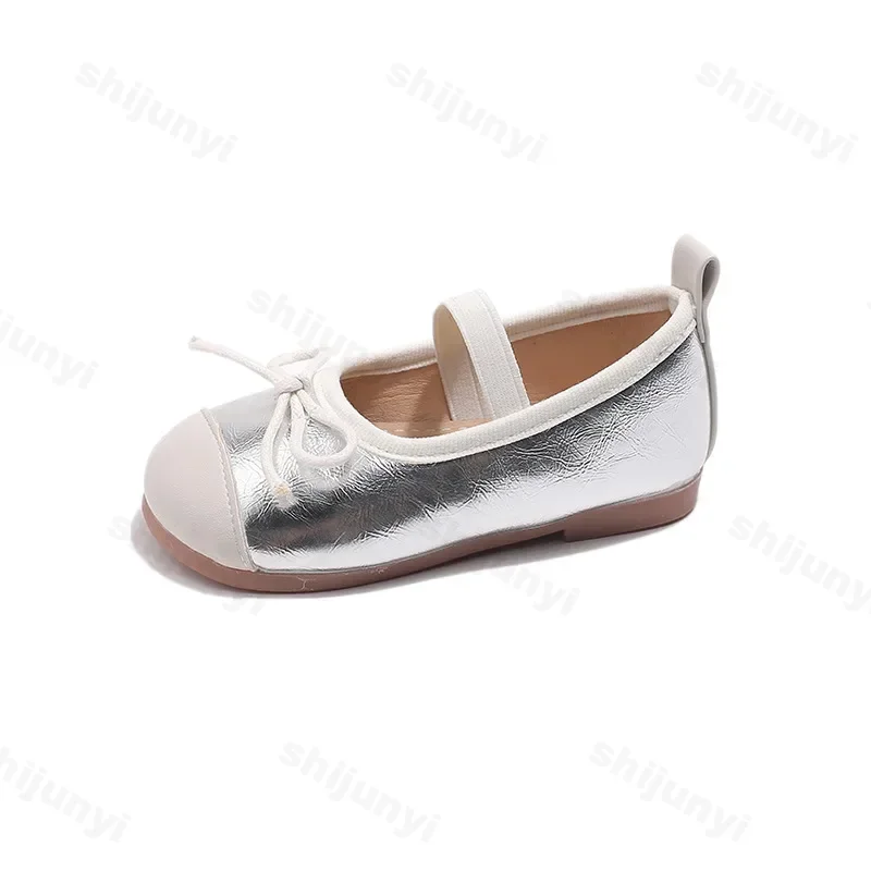 Kleine Mädchen Lederschuhe Kinder Wohnungen Kinder Chic Mode Bowknot Prinzessin Mary Jane Schuhe Neue 2024 Herbst Glänzende Kleid Schuhe