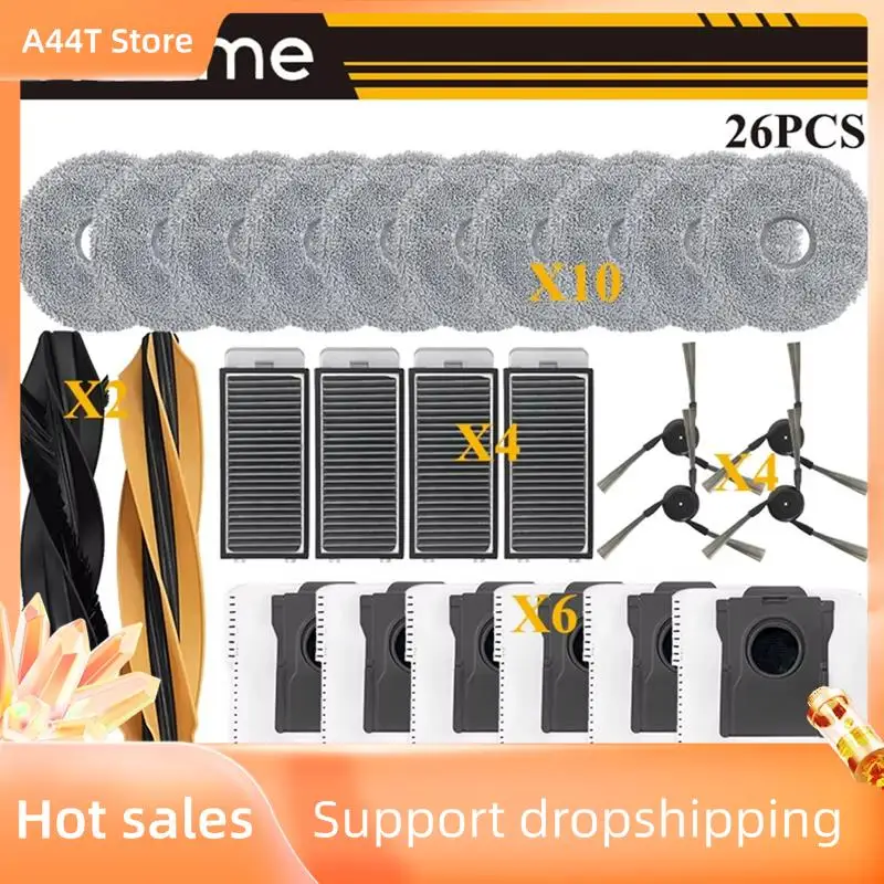 A44T For DREAME X50 Ultra/X50 Master/L50 Pro Ultra/MOVA V50 Ultra Spare Parts–Main Brush, Filter, Mop Cloth, Dust Bag