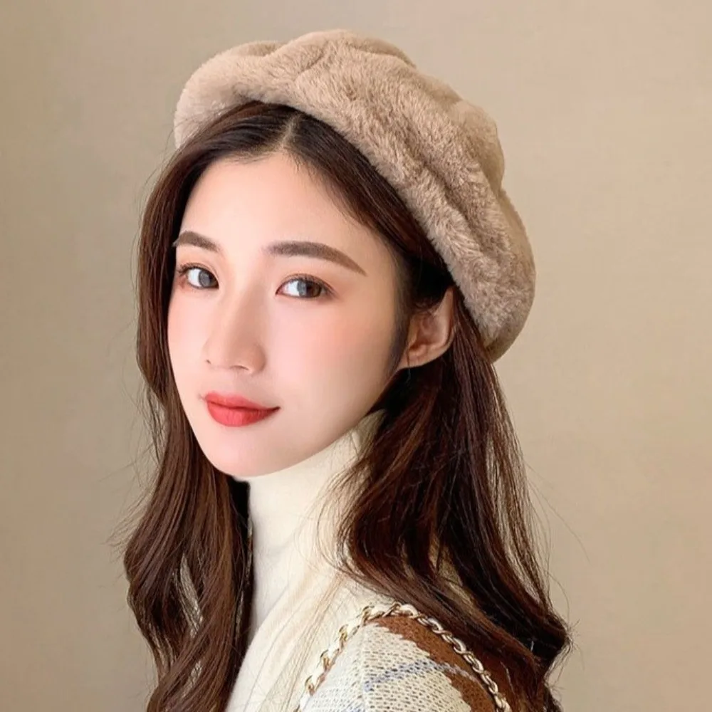 

Vintage Keep Warm Women Berets Solid Color British Beanie Hat Korean Style Painter Caps Girls