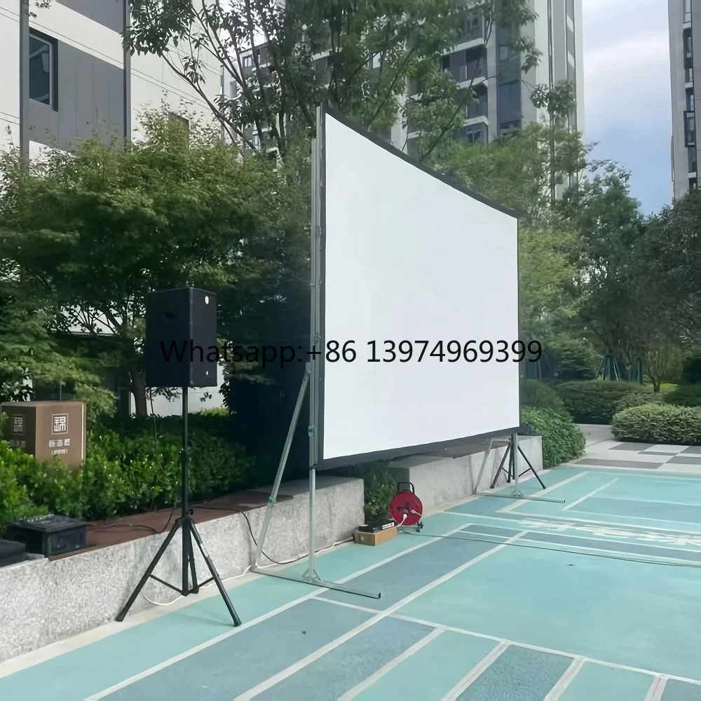 Foldable High Quality 200 Inches Fast Fold Screen Rear and Front Projection Screen with Dress Kits for Outdoor Travel