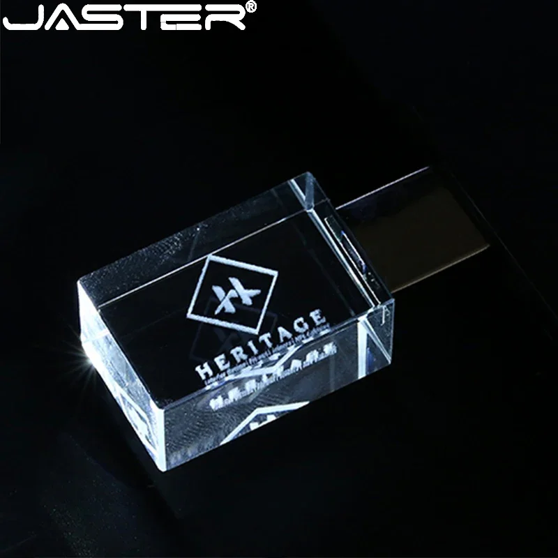 JASTER-Clé USB avec couvercle en bois et lumière LED, gravure laser 3D, clé USB, disque U, cadeau créatif, 64 Go, 32 Go, 16 Go, 128 Go, document