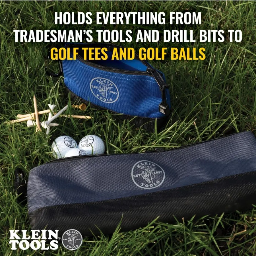 55569 Custodia per attrezzi con cerniera standup con moschettoni Fondo rinforzato con schienale Resistente all'acqua 1680d MultiSize Confezione da 5 per esterni