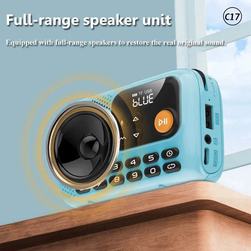 راديو شاشة LED صغير محمول سماعة لاسلكية تعمل بالبلوتوث المتكلم مسجل مشغل موسيقى دعم بطاقة TF USB الموقت قبالة قابلة للشحن