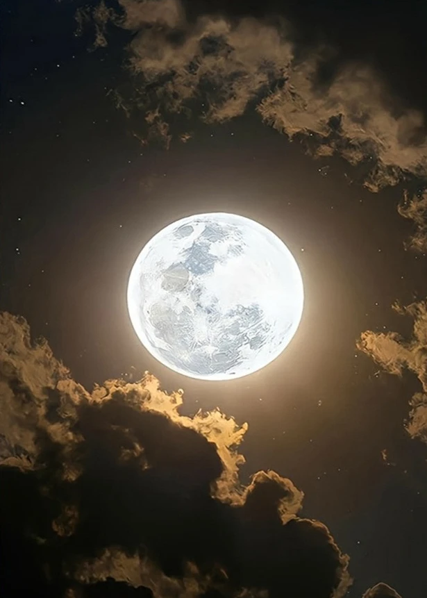 Toile murale lumineuse sans cadre avec lune pleine, impression de ciel nocturne apaisant pour la décoration du salon