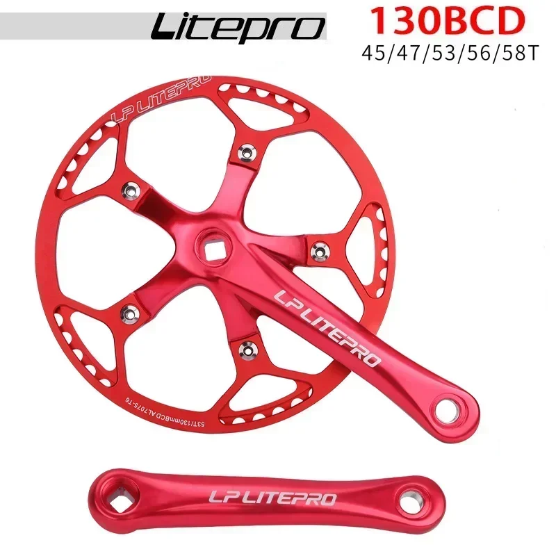 Litepro Square Connecting Rods Crankset 130 BCD Chainring 45T 47T 53T 56T 58T Bicycle Crank and Chainwheel for Gravel Road Bike