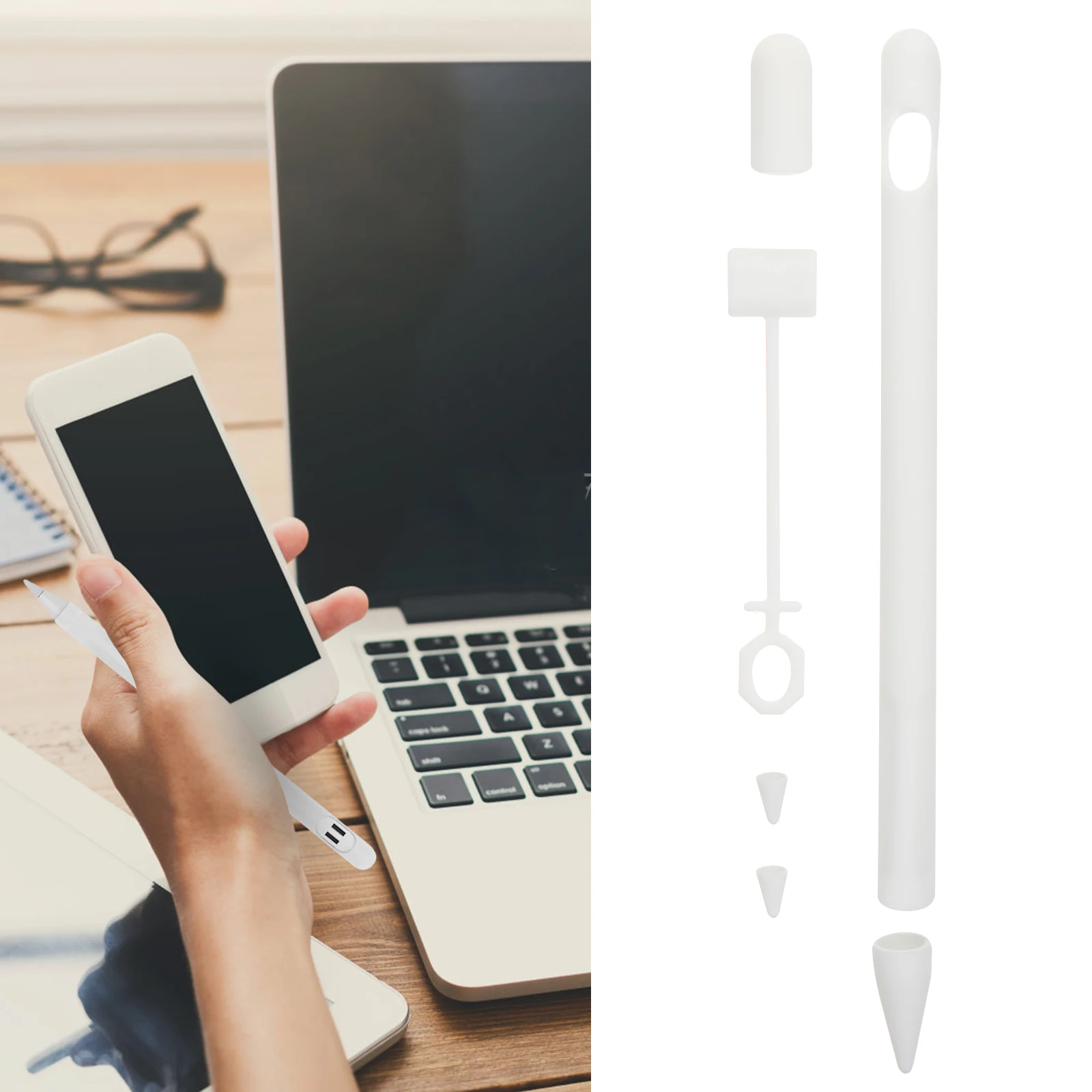 

Pen Case Stylus Cover Portable Pencil Tips Protector Silicone Pensil White Protectors