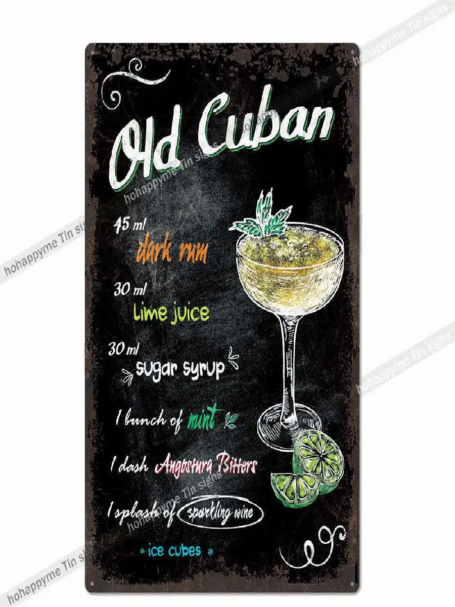 Vintage Irish Bar Pub Metal Wall Sign  Cocktail Vodka Lime Juice Plaque  Man Cave Restaurant Kitchen Decor  Retro Poster for Hom