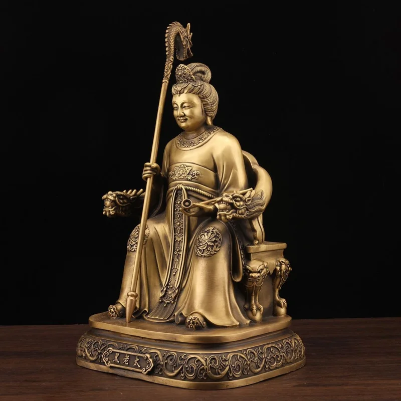 Pure Copper Statue Of An Elderly Black Woman, Goddess Of Motherhood, Holding An Eye Bag, From The Iron Brake Mountain, For H