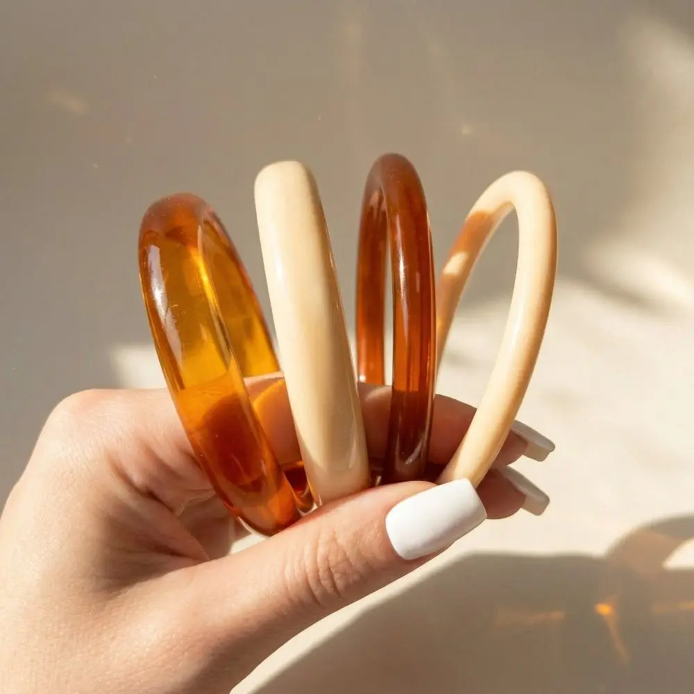 Fashion 4Pcs/Set Acrylic Bracelets Set Stackable Wristband Resin Bangle Korean Hand Ring Boho Bracelets Girls