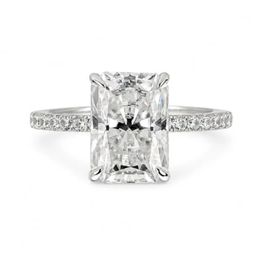 

3.5ct Elongated Radiant Cut Moissanite Engagement Ring for Women, Genuine Created D Color VVS1 Clarity, 925 Sterling Promise Ri